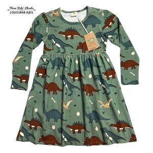 NEW Walkiddy Sz 128 (8Y) Organic Funny Dinosaurs Dress